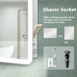 AVER-GROWTH Bluetooth Bathroom Led Mirror With Shaver Socket 3 Colour Lights Anti-Fog Dimmable Touch/wall Switch Vertical/horizontal 700X500mm - thumbnail 4