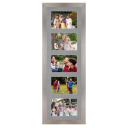AK Frames 26X8 Aluminum Modern Multi Photo Frame With Mid Grey Mount - Holds 5 Apertures (5X) 6X4 Photos - thumbnail 1