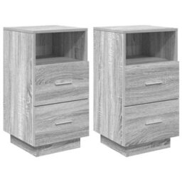 Berkfield Bedside Cabinets 2 Pcs With 2 Drawers Grey Sonoma 36X36X68 Cm - thumbnail 2