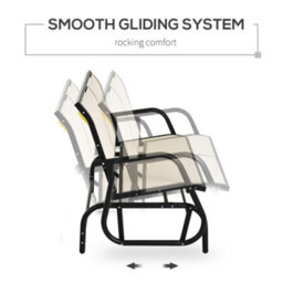 Outsunny 2-Person Patio Glider Bench Gliding Chair Loveseat W/ Armrest Beige - thumbnail 4