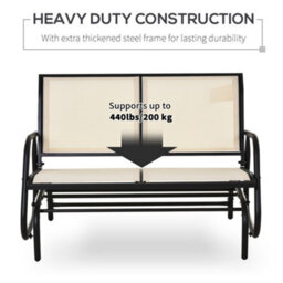 Outsunny 2-Person Patio Glider Bench Gliding Chair Loveseat W/ Armrest Beige - thumbnail 6
