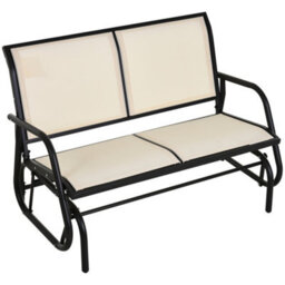 Outsunny 2-Person Patio Glider Bench Gliding Chair Loveseat W/ Armrest Beige - thumbnail 2