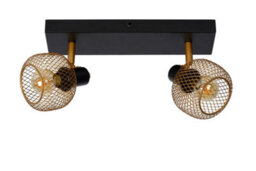 Lucide Maren Retro Twin Ceiling Spotlight - 2Xe14 - Matt Gold, Brass - thumbnail 2