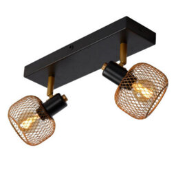 Lucide Maren Retro Twin Ceiling Spotlight - 2Xe14 - Matt Gold, Brass - thumbnail 7