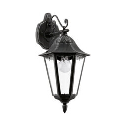 Ip44 Outdoor Wall Light In Black And Silver Patina - Stylish Lantern For E27 Bulb