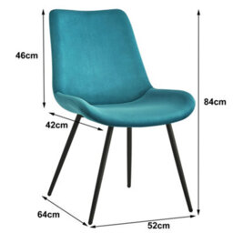 Nordlys Set Of 2 Metal And Blue Velvet Dining Chairs Vintage Style Dining Room - thumbnail 5