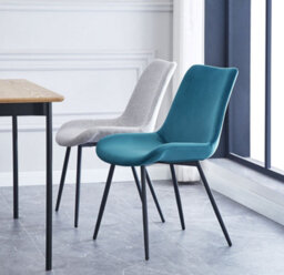 Nordlys Set Of 2 Metal And Blue Velvet Dining Chairs Vintage Style Dining Room - thumbnail 3