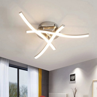 18W Modern Led Ceiling Light Natural Lamp Silver Metal Chandeliers Living Room - image 1