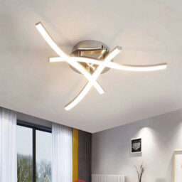 18W Modern Led Ceiling Light Natural Lamp Silver Metal Chandeliers Living Room - thumbnail 1