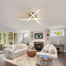 18W Modern Led Ceiling Light Natural Lamp Silver Metal Chandeliers Living Room - thumbnail 8