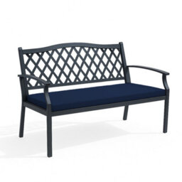 Crescent 2 Seater Outdoor Garden Bench Cushion Navy 120X33X5Cm Thick Foam Patio Seat Pad Water Resistant