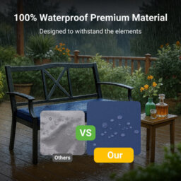 Crescent 2 Seater Outdoor Garden Bench Cushion Navy 120X33X5Cm Thick Foam Patio Seat Pad Water Resistant - thumbnail 2