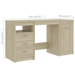 Vidaxl Desk Sonoma Oak 140X50X76 Cm Engineered Wood Desks - thumbnail 8