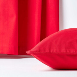 Homescapes Cotton Plain Red Cushion Cover, 60 X 60 Cm Square Decorative Cushion Cases, Throw Pillow Covers - thumbnail 5