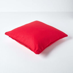 Homescapes Cotton Plain Red Cushion Cover, 60 X 60 Cm Square Decorative Cushion Cases, Throw Pillow Covers - thumbnail 3