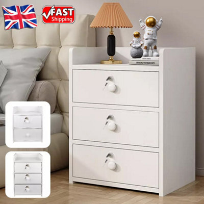 3 Drawer Wooden Bedroom Bedside Cabinet Furniture Storage Nightstand Side Table - image 1