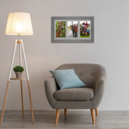 AK Frames 40X20Cm Marble Grey Modern Multi Photo Frame With Silver Mount - Holds 3 Apertures (3X) 6X4 Photos - thumbnail 3