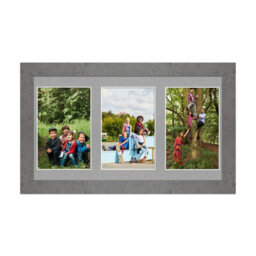 AK Frames 40X20Cm Marble Grey Modern Multi Photo Frame With Silver Mount - Holds 3 Apertures (3X) 6X4 Photos
