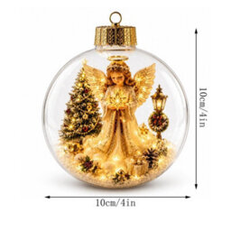 Amorly Lighted Christmas Ornament Clear Pvc Globe Hanging Decoration Glowing Christmas Ornament For Christmas Tree Holiday Decor(Angel) - thumbnail 6