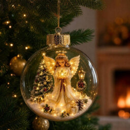 Amorly Lighted Christmas Ornament Clear Pvc Globe Hanging Decoration Glowing Christmas Ornament For Christmas Tree Holiday Decor(Angel) - thumbnail 5