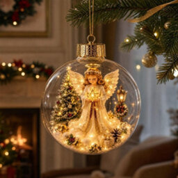 Amorly Lighted Christmas Ornament Clear Pvc Globe Hanging Decoration Glowing Christmas Ornament For Christmas Tree Holiday Decor(Angel) - thumbnail 4