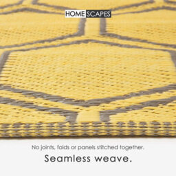 Homescapes Luxury Outdoor Rug Waterproof Reversible For Garden Patio, 182 X 122 Cm, Yellow, 100% Recycled, Honeycomb - thumbnail 4
