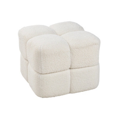 Living And Home Modern White Teddy Fleece Upholstered Storage Footstool Ottoman - image 1