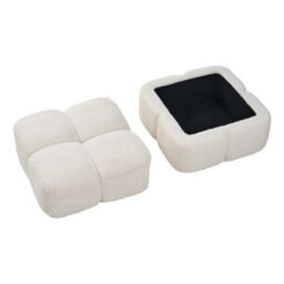 Living And Home Modern White Teddy Fleece Upholstered Storage Footstool Ottoman - thumbnail 5