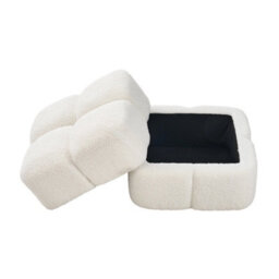 Living And Home Modern White Teddy Fleece Upholstered Storage Footstool Ottoman - thumbnail 4