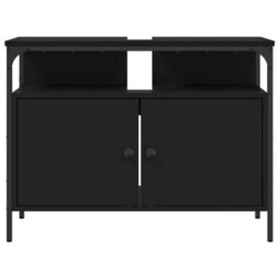 Berkfield Bathroom Sink Cabinet Black 80X30X60 Cm Engineered Wood - thumbnail 5