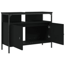 Berkfield Bathroom Sink Cabinet Black 80X30X60 Cm Engineered Wood - thumbnail 6