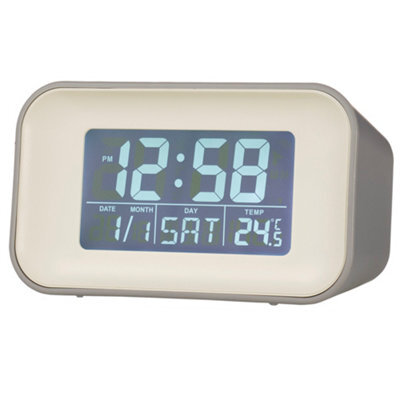 Acctim Alta Retro Digital Alarm Clock Crescendo Alarm Date & Temperature Display Owl Grey - image 1