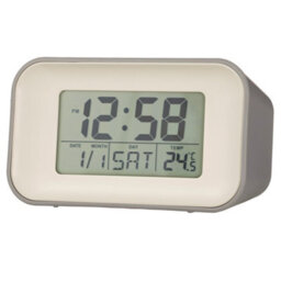 Acctim Alta Retro Digital Alarm Clock Crescendo Alarm Date & Temperature Display Owl Grey - thumbnail 2