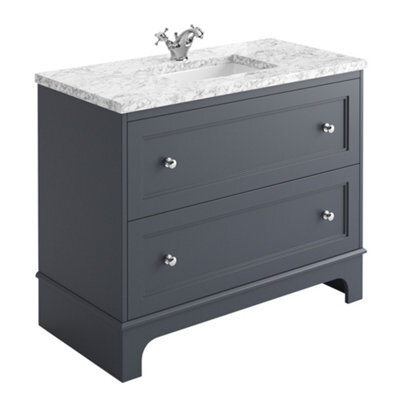 Plum&clay Beckett Blue Grey Floor Standing Traditional Bathroom Vanity Unit & Basin (W)1000mm (H)850mm - image 1