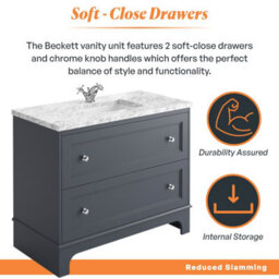 Plum&clay Beckett Blue Grey Floor Standing Traditional Bathroom Vanity Unit & Basin (W)1000mm (H)850mm - thumbnail 5