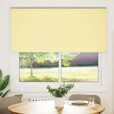 Berkfield Durable Roller Blind Blackout Yellow 150X130 Cm Fabric Width 146.6 Cm Polyester