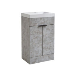 Homestylestore 502mm Concrete Grey Floorstanding Bathroom Vanity Unit And Black Finger Pull Handle - thumbnail 1