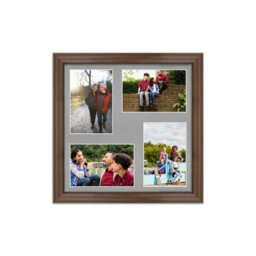AK Frames 12X12 Walnut Classic Multi Photo Frame With Silver Mount - Holds 4 Apertures (4X) 6X4 Photos