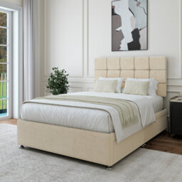 Bedmaster Cream Luxury Velvet 4 Drawer Divan Base And Square Headboard Small Double - thumbnail 3