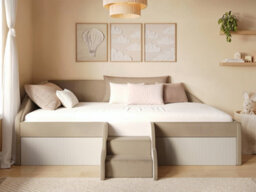Flair Aviana Beige Velvet Low Sleeper Bed With Beige Cord - thumbnail 2