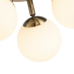 Happy Homewares Modern Triple Opal Glass Globe Ip44 Rated Bathroom Antique Brass Ceiling Light - thumbnail 4