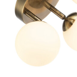 Happy Homewares Modern Triple Opal Glass Globe Ip44 Rated Bathroom Antique Brass Ceiling Light - thumbnail 5