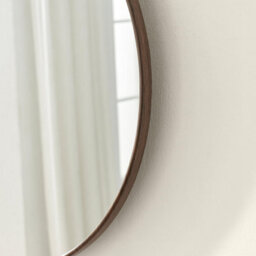 Furniturebox Uk Inga Walnut Wood Medium Round 80Cm Wall Mirror - thumbnail 3