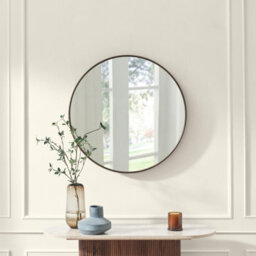 Furniturebox Uk Inga Walnut Wood Medium Round 80Cm Wall Mirror - thumbnail 2