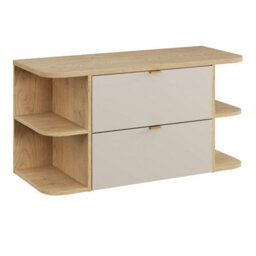 Heze Furniture Dalia Bathroom Cabinet Vanity 100Cm With Open Shelves In Cashmere & Cremona Oak - thumbnail 2