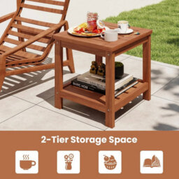 Side Table 2-Tier Versatile End Table With Slatted Surface - thumbnail 3