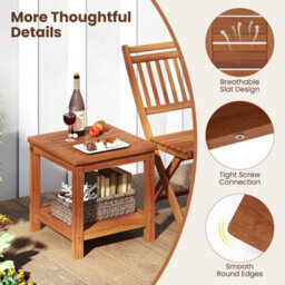 Side Table 2-Tier Versatile End Table With Slatted Surface - thumbnail 4