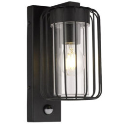 CGC Lighting Cgc Alvin Pir Motion Sensor Black Outdoor Cage Wall Lantern Light With Clear Diffuser Ip54 - thumbnail 9