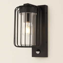 CGC Lighting Cgc Alvin Pir Motion Sensor Black Outdoor Cage Wall Lantern Light With Clear Diffuser Ip54 - thumbnail 4