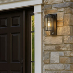 CGC Lighting Cgc Alvin Pir Motion Sensor Black Outdoor Cage Wall Lantern Light With Clear Diffuser Ip54 - thumbnail 2